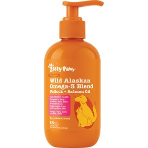 Zesty Paws Wild Alaskan Omega-3 Pollock+Salmon Oil Liquid Skin & Coat Supplement for Dogs & Cats, 8.5-fl oz bottle