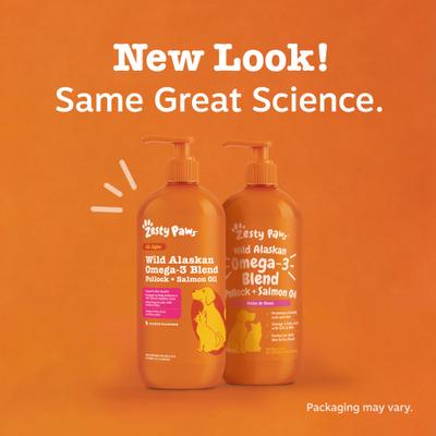 Show full view: Zesty Paws Wild Alaskan Omega-3 Pollock+Salmon Oil Liquid Skin & Coat Supplement for Dogs & Cats, 32-fl oz bottle slide 3 of 8