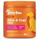 Zesty Paws Skin & Coat Bites Chicken Flavored Soft Chews Omega 3 Fish Oil Supplement for Dogs, 90 count