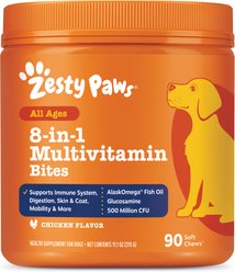 Zesty Paws 8-in-1 Bites Peanut Butter Flavored Soft Chews Multivitamin for Dogs, 90 count