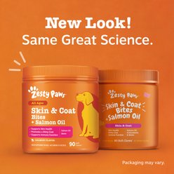 Zesty Paws Skin & Coat Bites Salmon Flavored Soft Chews Salmon Oil Supplement for Dogs, 90 count slide 2 of 9