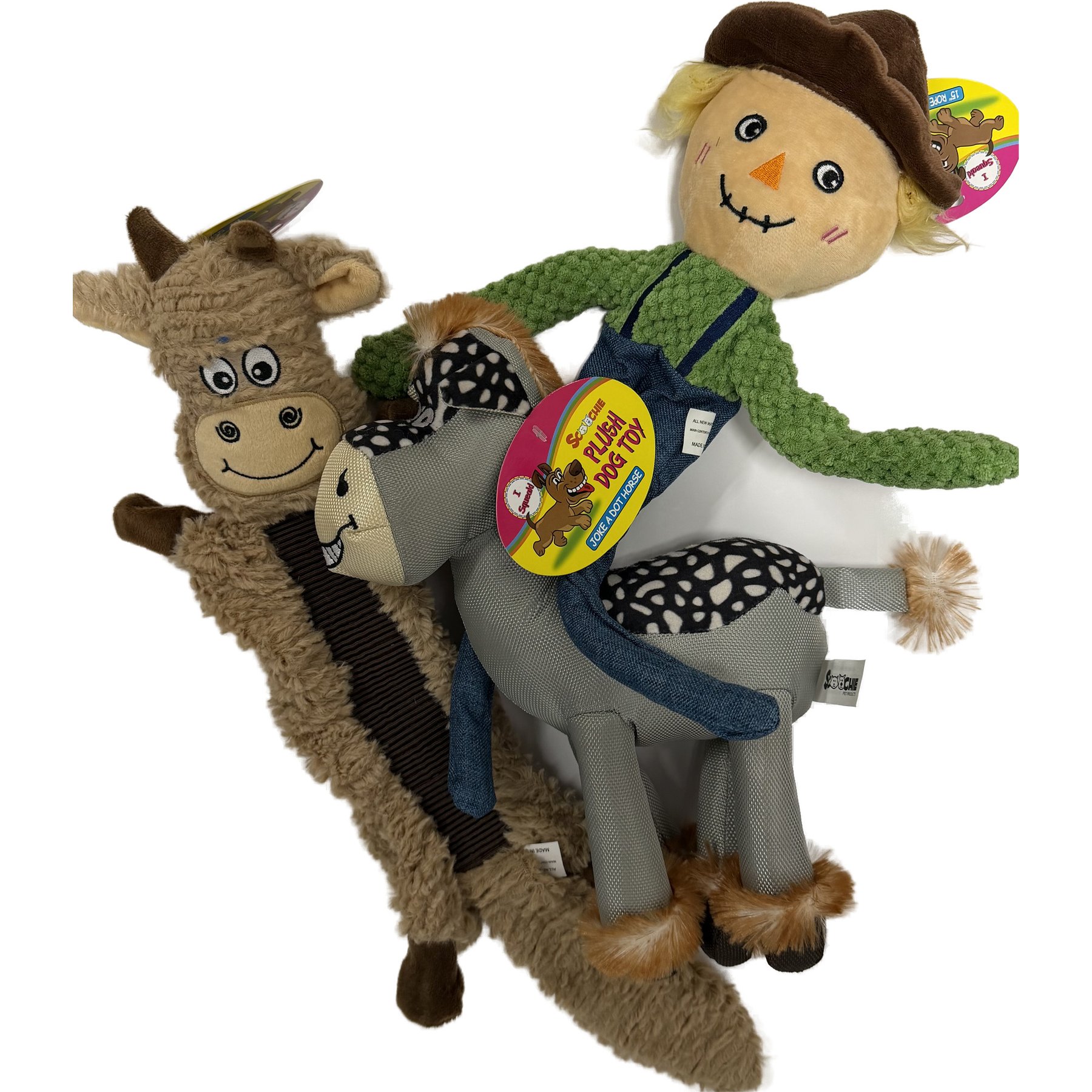 Scoochie Pet Farm Pals Dog Toy, 3 count