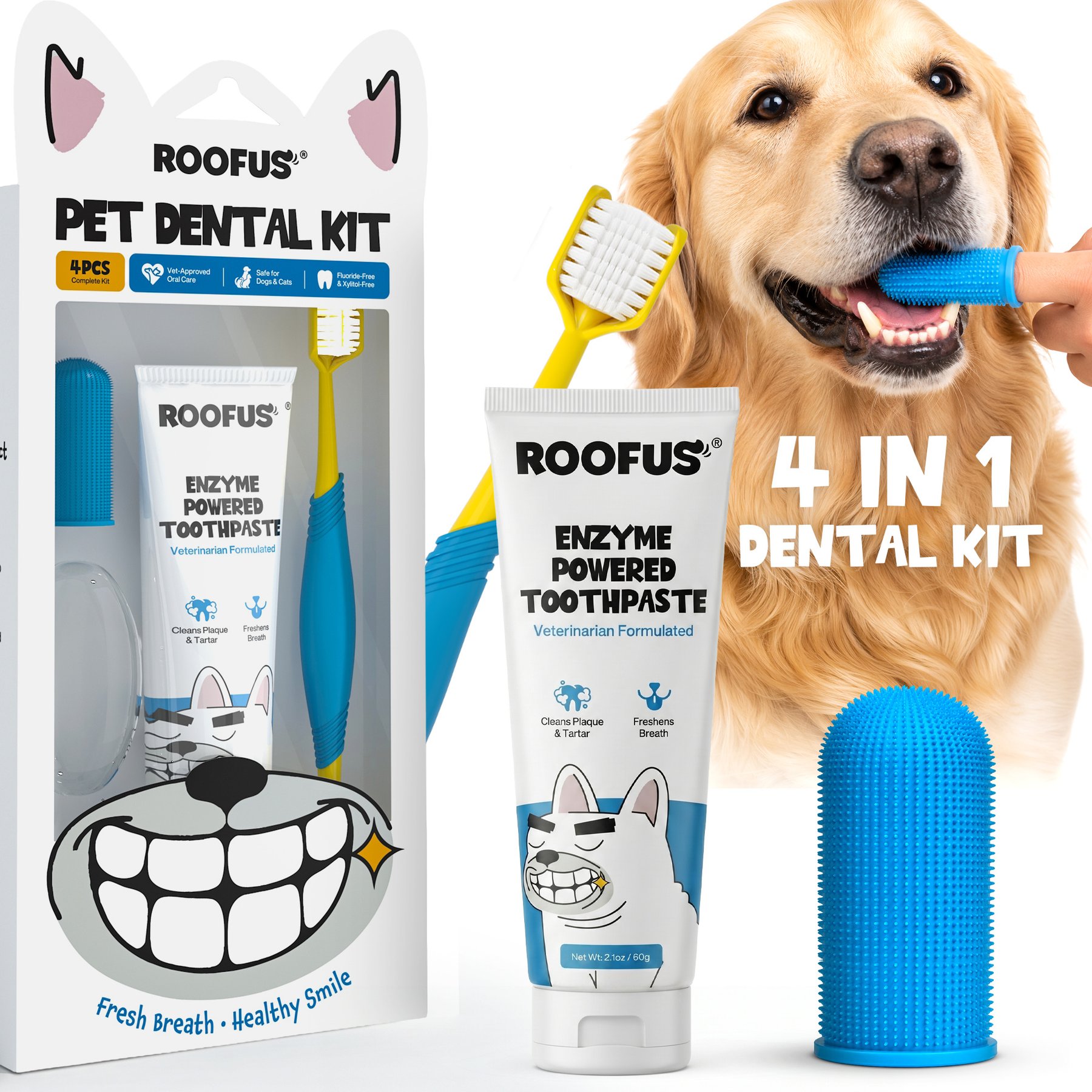 Roofus Dog Dental Kit, 4 count