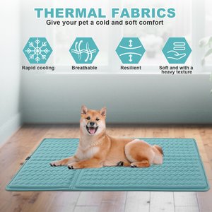 Golopet Detachable Washable Cooling Dog Crate Mat, Teal, Medium: 34 x 23-in