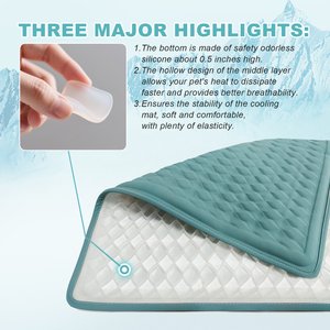 Golopet Detachable Washable Cooling Dog Crate Mat, Teal, Medium: 34 x 23-in