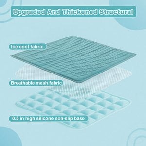 Golopet Detachable Washable Cooling Dog Crate Mat, Teal, Medium: 34 x 23-in
