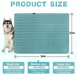 Golopet Detachable Washable Cooling Dog Crate Mat, Teal, Medium: 34 x 23-in
