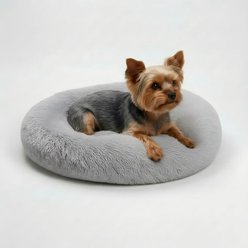 HOMAGICO Calming Removable Cover Bolster Dog & Cat Bed, Grey, Small