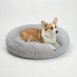 HOMAGICO Calming Removable Cover Bolster Dog & Cat Bed, Grey, Medium