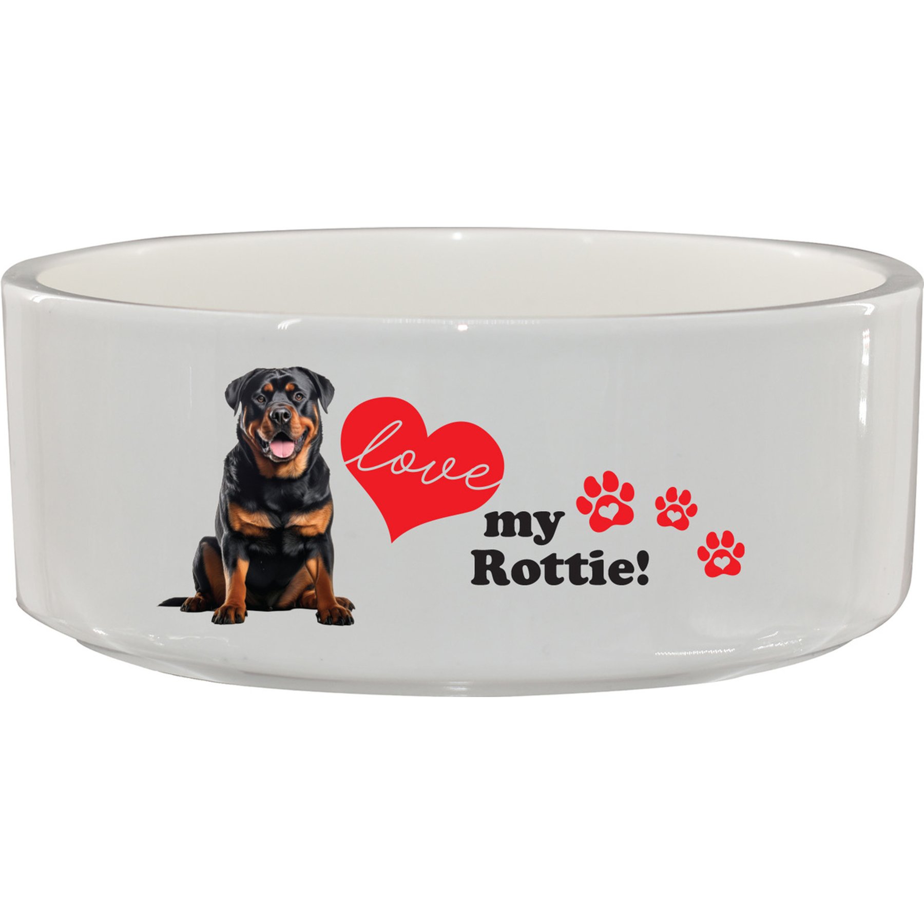 The Memory Company I Love My Rottweiler Ceramic Pet Bowl, 3.75-cups
