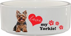 The Memory Company I Love My Yorkshire Terrier Ceramic Pet Bowl, 3.75-cups