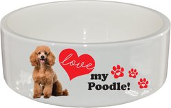 The Memory Company I Love My Poodle Ceramic Pet Bowl, 2.5-cups