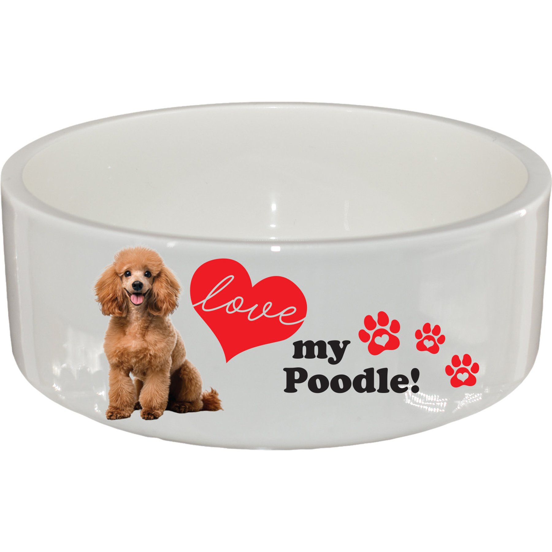 The Memory Company I Love My Poodle Ceramic Pet Bowl, 2.5-cups