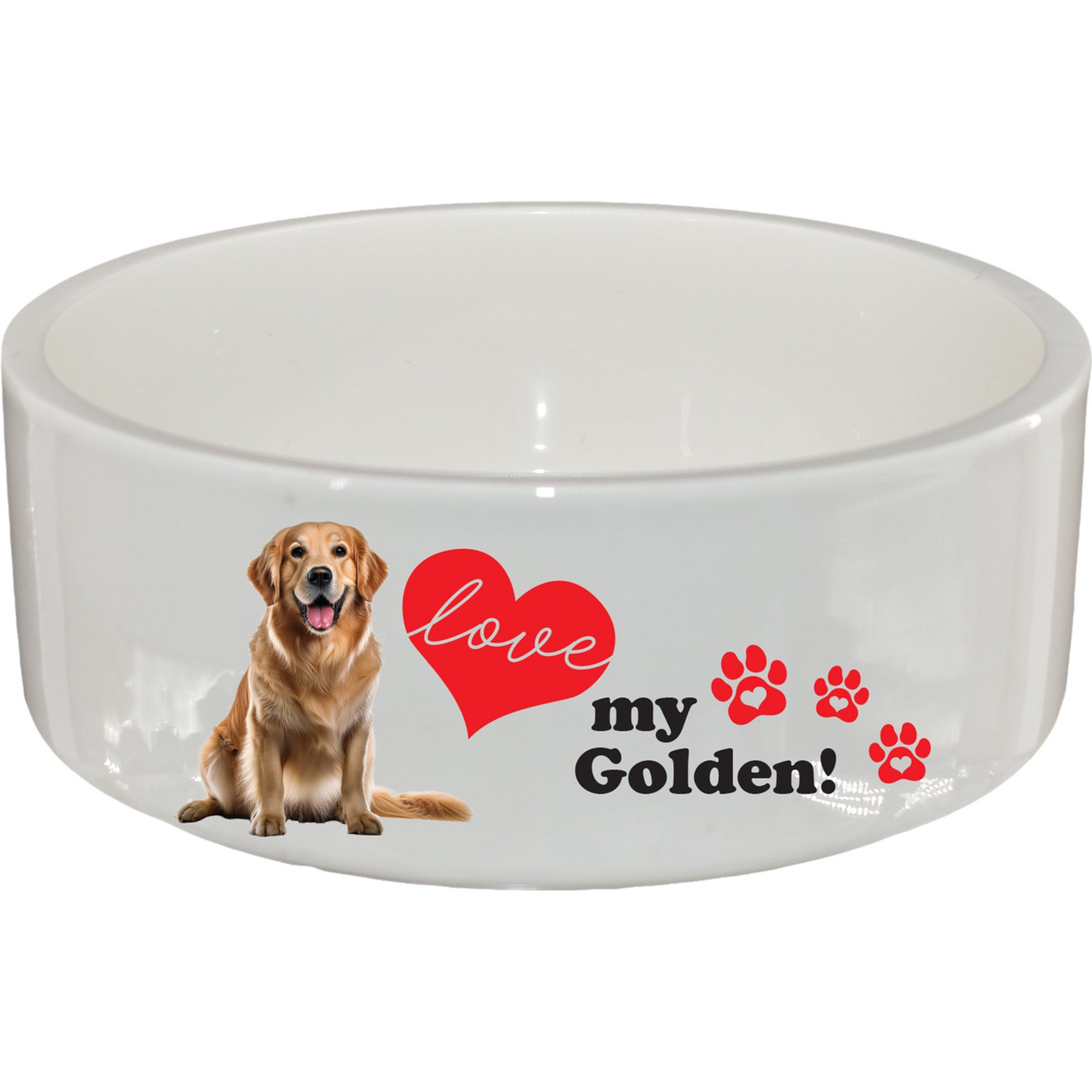 The Memory Company I Love My Golden Retriever Ceramic Pet Bowl, 2.5-cups