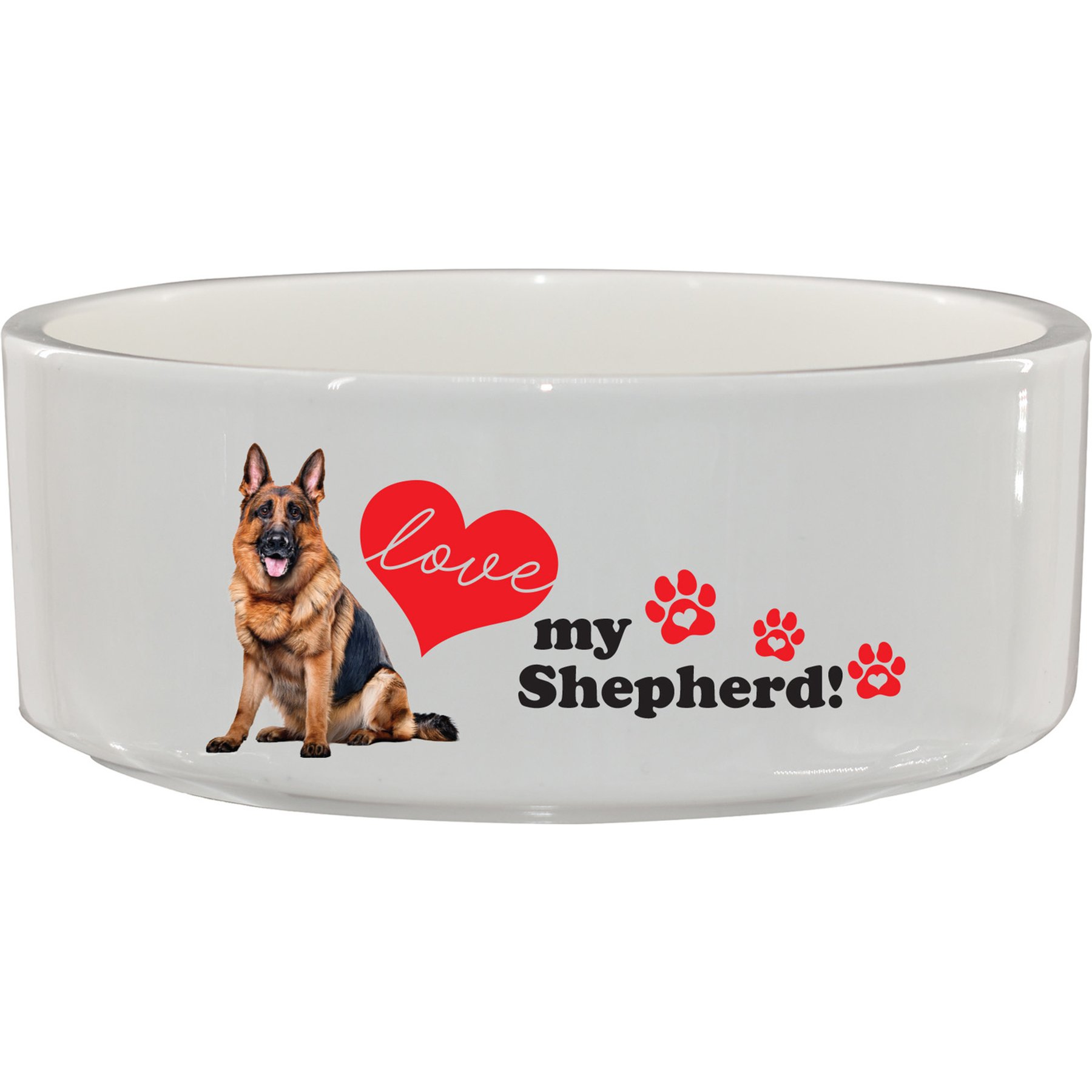 The Memory Company I Love My German Shepherd Ceramic Pet Bowl, 3.75-cups