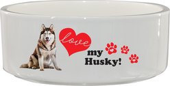 The Memory Company I Love My Siberian Husky Ceramic Pet Bowl, 3.75-cups