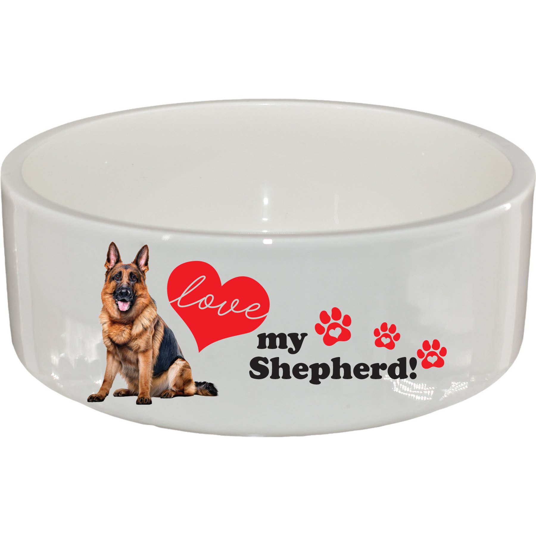 The Memory Company I Love My German Shepherd Ceramic Pet Bowl, 2.5-cups