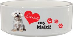 The Memory Company I Love My Maltese Ceramic Pet Bowl, 3.75-cups