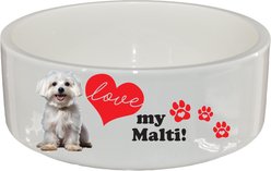 The Memory Company I Love My Maltese Ceramic Pet Bowl, 2.5-cups