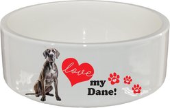 The Memory Company I Love My Great Dane Ceramic Pet Bowl, 2.5-cups