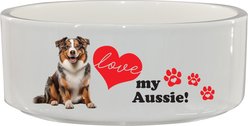 The Memory Company I Love My Australian Shepherd Ceramic Pet Bowl, 3.75-cups