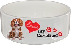 The Memory Company I Love My Cavalier King Charles Ceramic Pet Bowl, 2.5-cups