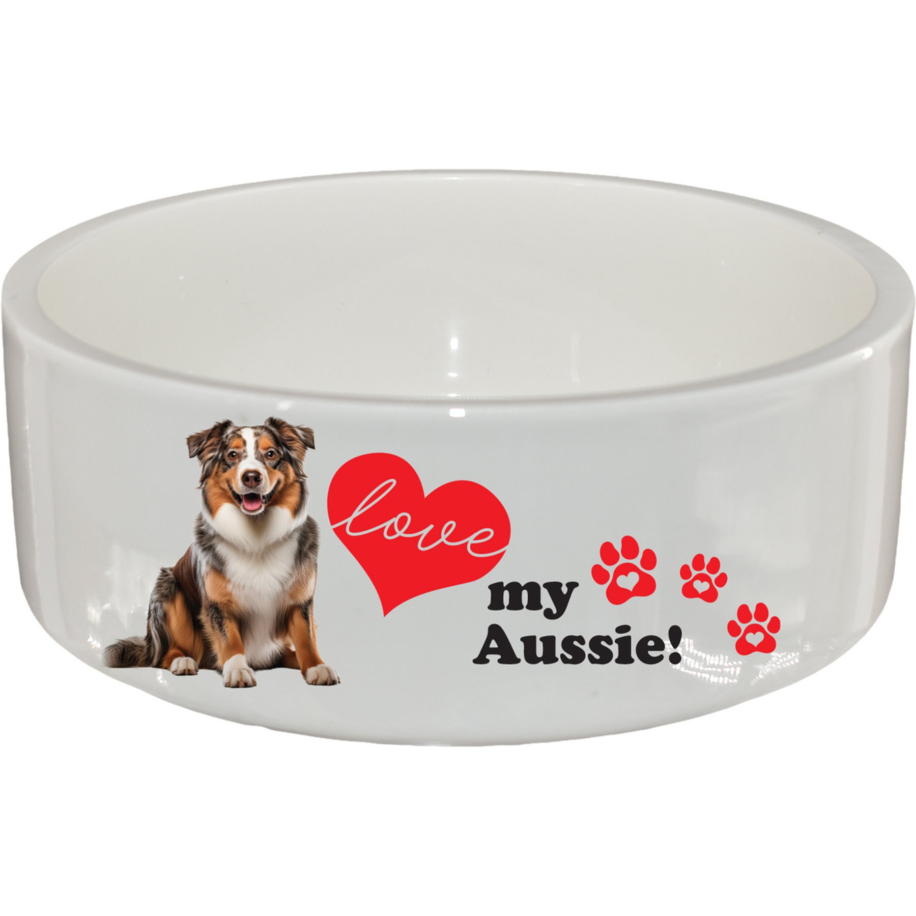 The Memory Company I Love My Australian Shepherd Ceramic Pet Bowl, 2.5-cups