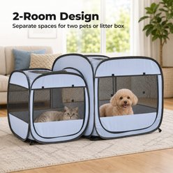 EighteenTek Pop up 2-in-1 Portable Dog & Cat Playpen, Grey, Large slide 2 of 7