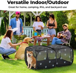 EighteenTek Portable 2 Mesh Room Pop Up Dog Playpen, Grey, Large slide 2 of 7