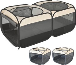 EighteenTek 2-in-1 Pop Up Detachable Cat Playpen, Beige, Small