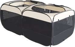 EighteenTek Mesh 2 Room Pop Up Portable Dog Playpen, Beige, Large