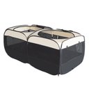 EighteenTek Mesh 2 Room Pop Up Portable Dog Playpen, Beige, Medium