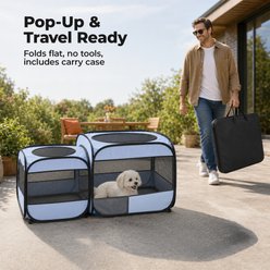 EighteenTek Pop up Portable Dog & Cat Playpen, Grey, Large slide 2 of 7
