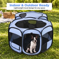 EighteenTek 2 Room Pop Up Portable Dog Playpen, Grey, Small slide 2 of 7