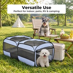 EighteenTek Portable 2 Mesh Room Pop-Up Dog Playpen, Grey, Small slide 2 of 7