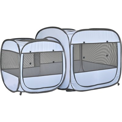 EighteenTek EighteenTek Pop up 2-in-1 Portable Dog & Cat Playpen, Grey, Large
