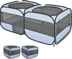 EighteenTek Portable 2 Mesh Room Pop-Up Dog Playpen, Grey, Large