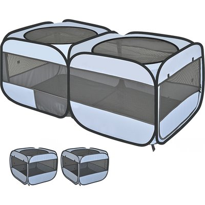EighteenTek EighteenTek Portable 2 Mesh Room Pop-Up Dog Playpen, Grey, Large