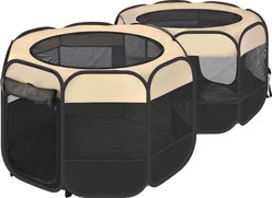 EighteenTek 2-in-1 Pop Up Cat Playpen, Beige, Small