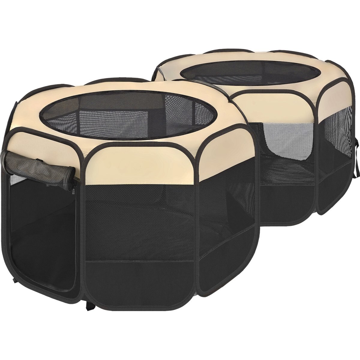 EighteenTek 2-in-1 Pop Up Cat Playpen, Beige, Small