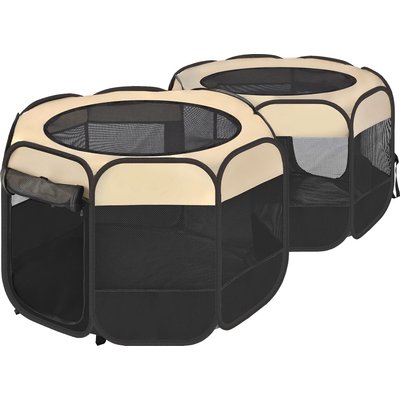 EighteenTek EighteenTek 2-in-1 Pop Up Cat Playpen, Beige, Medium