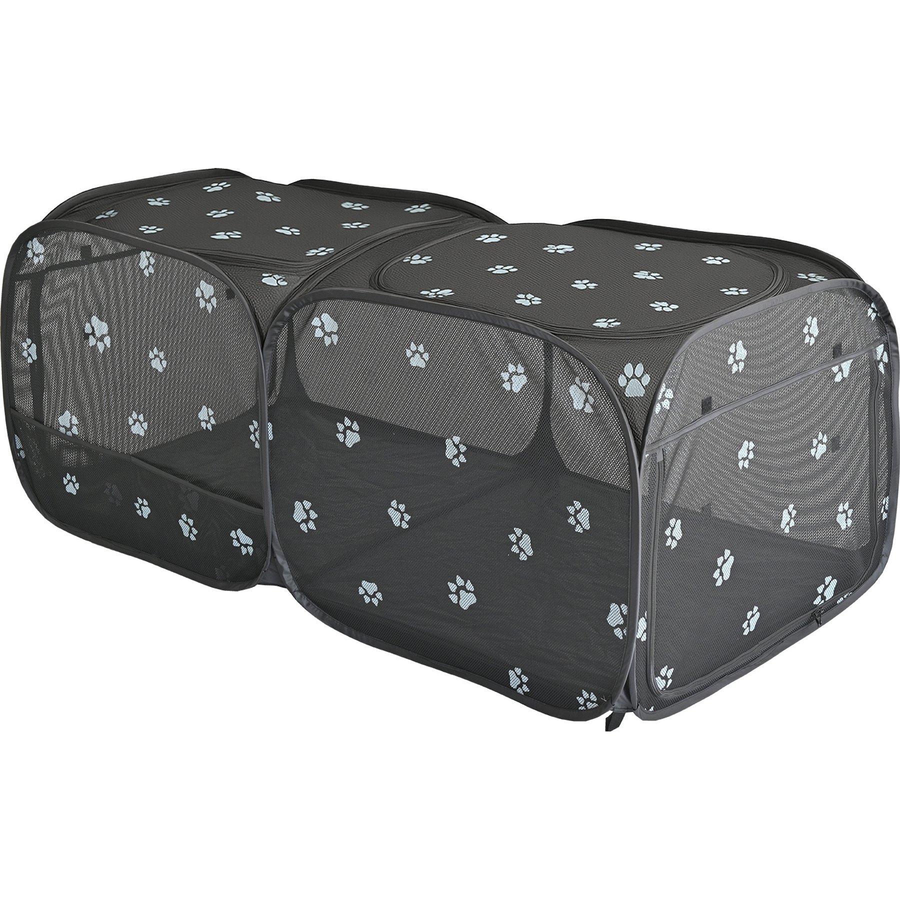 EighteenTek Portable 2 Mesh Room Pop Up Dog Playpen, Grey, Large