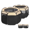 EighteenTek Detachable 2-in-1 Pop Up Cat Playpen, Beige, Large