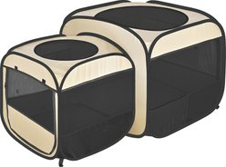 EighteenTek 2-in-1 Portable Cat Playpen, Beige, Large
