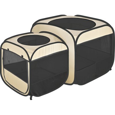 EighteenTek EighteenTek 2-in-1 Portable Cat Playpen, Beige, Large