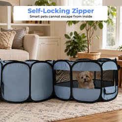 EighteenTek 2 Room Pop Up Portable Dog Playpen, Grey, Large slide 2 of 7