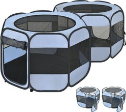 EighteenTek 2 Room Portable Pop-Up Dog Playpen, Grey, Large