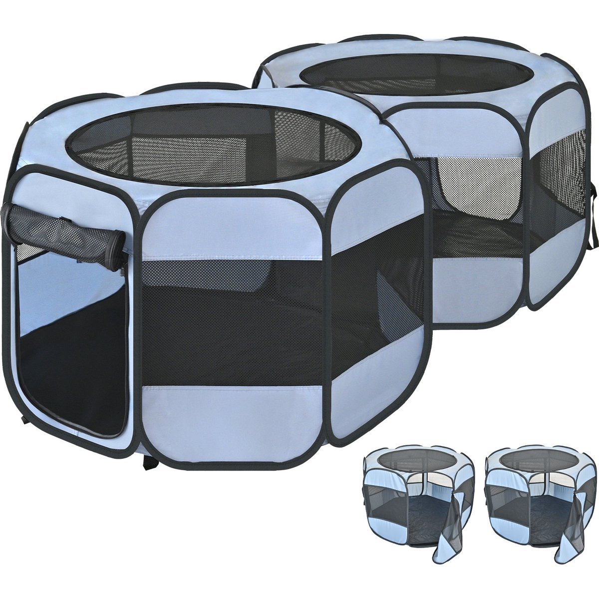 EighteenTek 2 Room Portable Pop-Up Dog Playpen, Grey, Small