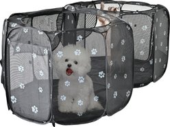 EighteenTek 2 Room Pop-Up Portable Dog Playpen, Grey, Large
