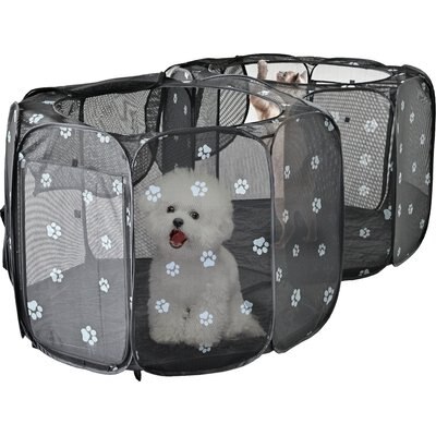 EighteenTek EighteenTek 2 Room Pop-Up Portable Dog Playpen, Grey, Small